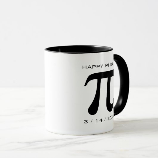 Happy Pi Day Black en White Mok (Voorkant rechts)