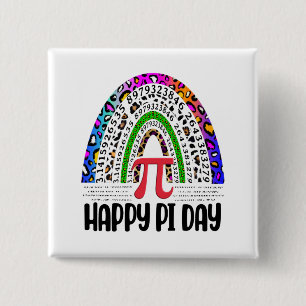 Happy Pi Day Mathemard Leopard Rainbow Vierkante Button 5,1 Cm