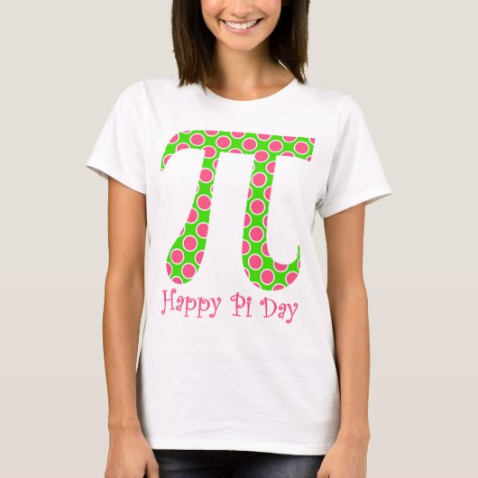 Happy Pi Day Retro Roze en Groen T-shirt (Voorkant)