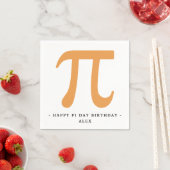 Happy Pi Day Verjaardag Wit en Sinaasappel Pi Symb Servet (Insitu)