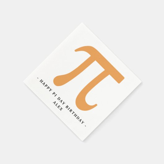 Happy Pi Day Verjaardag Wit en Sinaasappel Pi Symb Servet (Hoek)