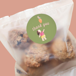 Happy Picnic Verjaardag Kinder Meisje Tuin Dank u Ronde Sticker