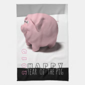 Happy PIg 2019 leuke 3D keukenhanddoek (Verticaal)