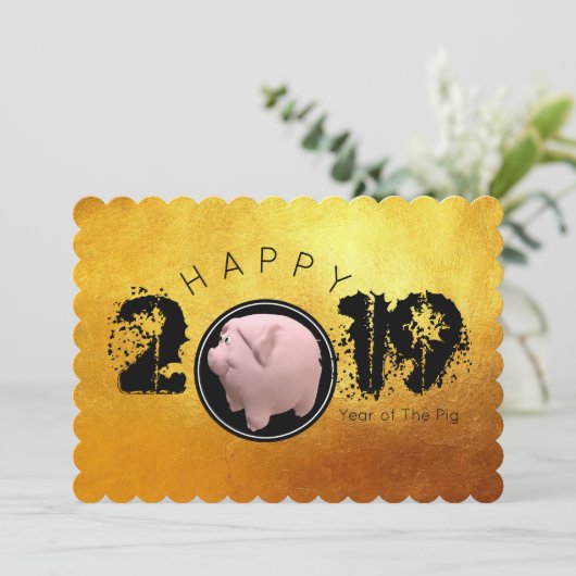 Happy PIg 2019 Original 3D Flat Kaart 1 (Staand voorkant)