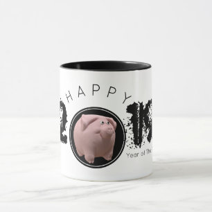 Happy PIg 2 jaar Grote 2019 Originele 3D 2-toon Mo Mok
