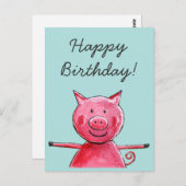 Happy Pig Briefkaart (Voorkant / Achterkant)