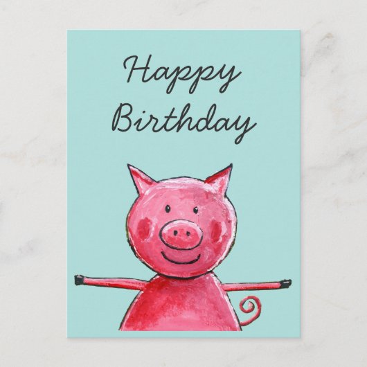 Happy Pig Briefkaart (Voorkant)