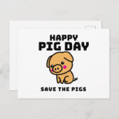Happy Pig Day save the Pigs Pig save Briefkaart (Voorkant / Achterkant)