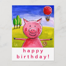 Happy Pig Happy Birthday Briefkaart