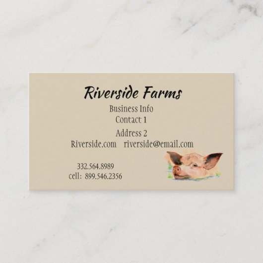 Happy Pig in Mud Boerderij Animal Business Visitekaartje (Voorkant)