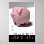 Happy PIg Jaar 2019 schattig 3D Verticaal Poster (Voorkant)