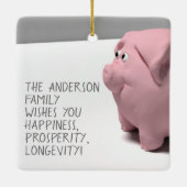 Happy PIg Nieuwjaar 2019 gepersonaliseerd Square O Keramisch Ornament (Achterkant)