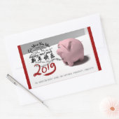 Happy PIg Nieuwjaar 2019 gepersonaliseerde R-Stick Rechthoekige Sticker (Envelop)