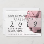 Happy PIg nieuwjaar 2019 partijuitnodiging Kaart (Achterkant)