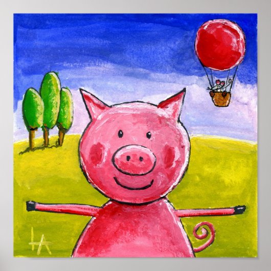 Happy Pig Poster (Voorkant)