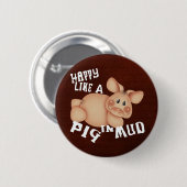 Happy Pig Ronde Button 5,7 Cm (Voorkant /achterkant)