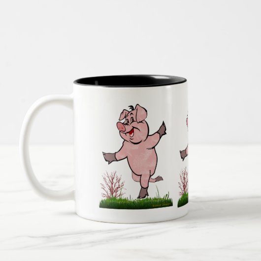 Happy Pig Two-Tone Coffee Mok (Links)