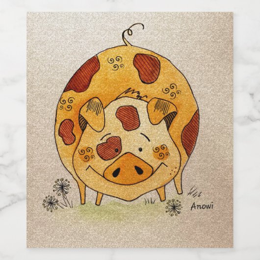 Happy pig wijn etiket (Enkel label)