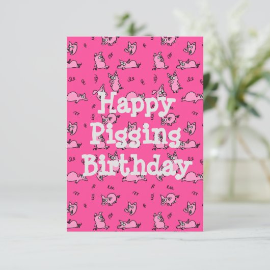 Happy Pigging Birthday Funny Card (Staand voorkant)