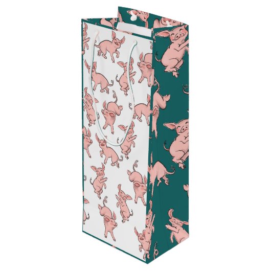 Happy piglet wijnzak wijn cadeautas (Achterkant Gekanteld)