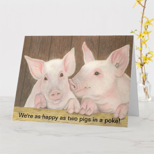 Happy Piglets Kaart (Gele Bloem)