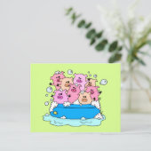 Happy Pigs Illustratie Briefkaart (Staand voorkant)