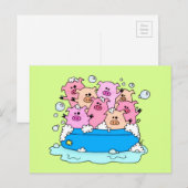 Happy Pigs Illustratie Briefkaart (Voorkant / Achterkant)