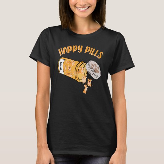 Happy Pills Corgis Dog T-shirt (Voorkant)