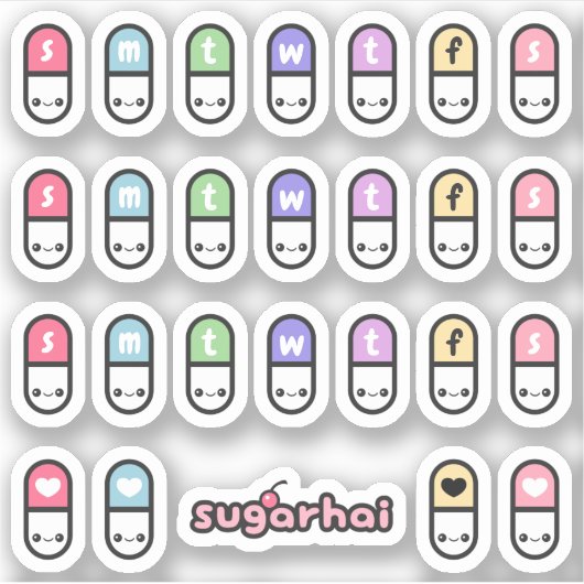 Happy Pills Medicatie Planner Sticker (Voorkant)