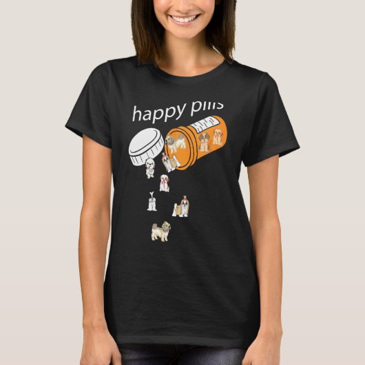 Happy Pills Shih Tzu T-shirt (Voorkant)