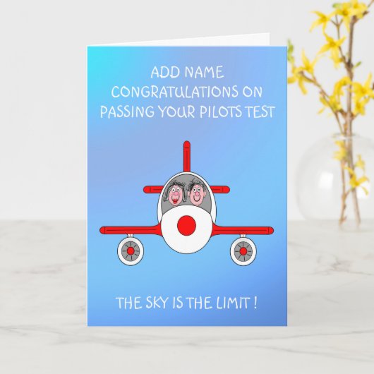 Happy pilot is net geslaagd kaart (Gele Bloem)