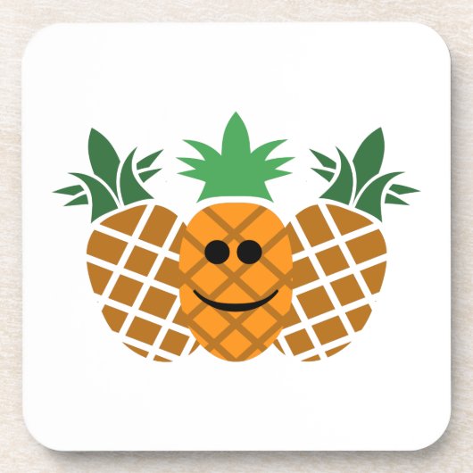 Happy Pineappel-ontwerp - Hard Plastic onderzetter (Voorkant)