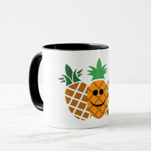 Happy Pineapple Design - Black 11 oz Combo Mug