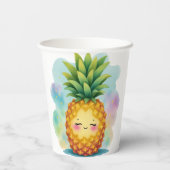 Happy Pineapple Paper Cups Papieren Bekers (Achterkant)