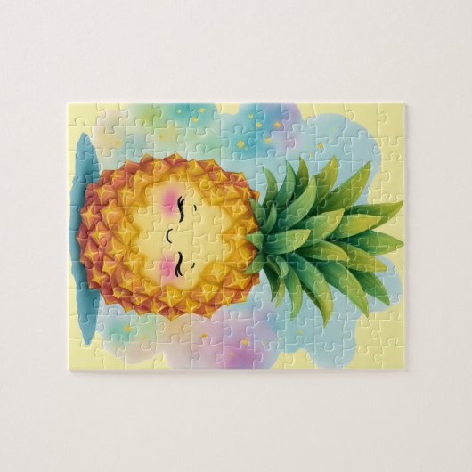 Happy Pineapple Tropical Jigsaw Puzzle Legpuzzel (Horizontaal)
