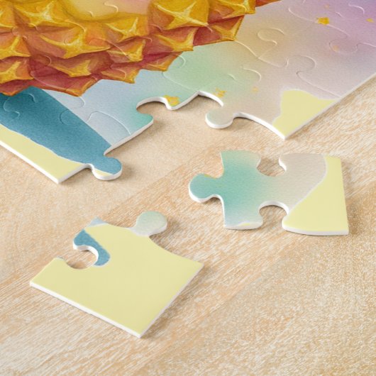 Happy Pineapple Tropical Jigsaw Puzzle Legpuzzel (Zijkant)