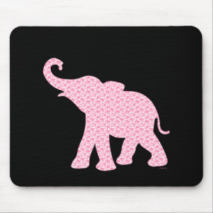 Happy Pink Elephant-Art Pattern Cute Muismat
