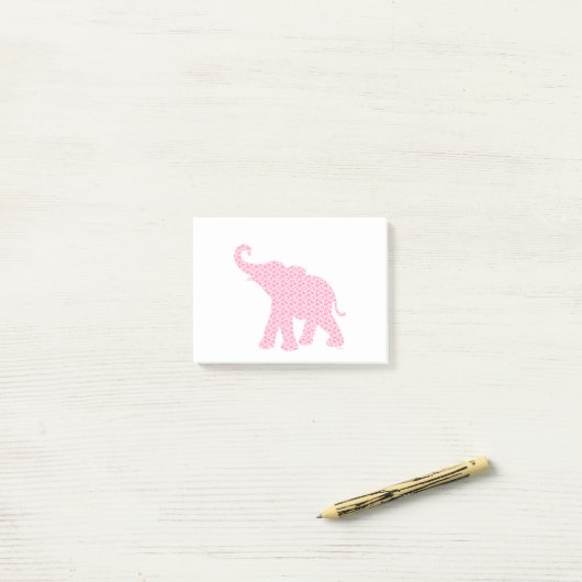 Happy Pink Elephant-Art Pattern Cute Post-it® Notes (Op bureau)