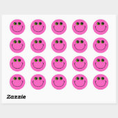 Happy Pink Emoji Face Ronde Sticker (Vel)