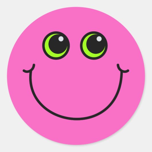 Happy Pink Emoji Face Ronde Sticker (Voorkant)