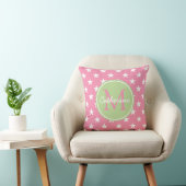 Happy Pink en Mint Green Stars Monogram Kussen (Stoel)