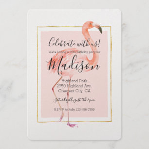 Happy Pink Flamingo Birthday Kaart