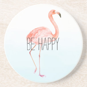 Happy Pink Flamingo Zandsteen Onderzetter