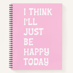 Happy Pink Inspirerend Citaat Whimsical Lettering Notitieboek