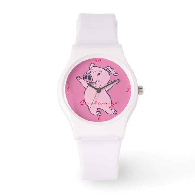 Happy Pink Jumping Thunder_Cove Horloge (Voorkant)