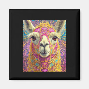 Happy Pink Lama Alpaca Sticker Magneet