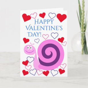 Happy Pink & Paarse Snail: Happy Valentine's Day! Feestdagen Kaart