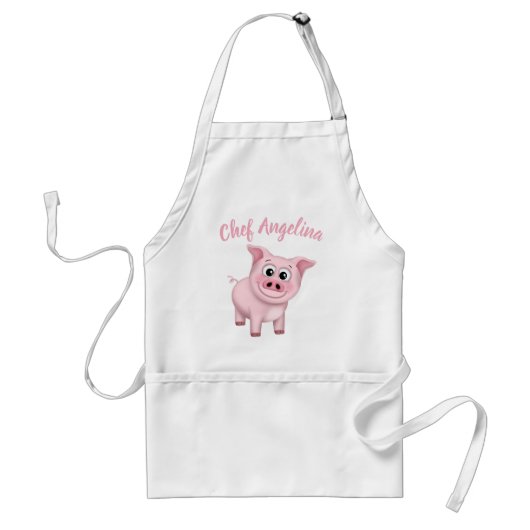Happy Pink Pig Gepersonaliseerd Standaard Schort (Voorkant)