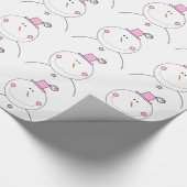 Happy Pink Snowman Cadeaupapier (Hoek)