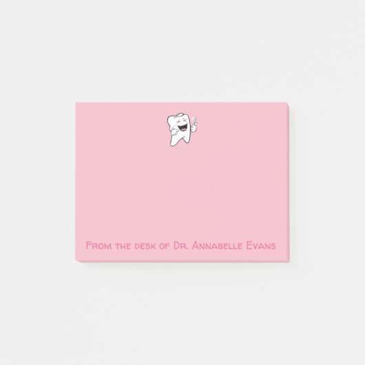 Happy Pink Tooth en Brush Post-it® Notes (Voorkant)